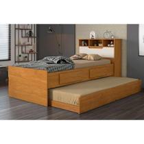 Cama Solteiro Ravena 2 Gavetas c/Auxiliar Cinamomo/Off White - Conquista