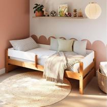 Cama Solteiro Reversível com Grade de Proteção Lateral Aria Casatema Madeiraoriginals Nogueira/Branco Cama Solteiro Reversível com Grade de Proteção Lateral Aria Casatema Madeiraoriginals Nogueira/Branco