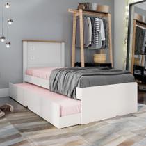 Cama Solteiro Roberta Auxiliar Off White Madeira Cama Solteiro Roberta Auxiliar Off White Madeira