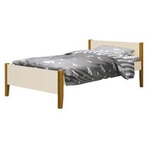Cama Solteiro Simba Areia Acetinado com Pés Madeira Reller Cama Solteiro Simba Areia Acetinado com Pés Madeira Reller