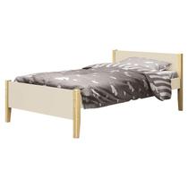 Cama Solteiro Simba Areia Acetinado com Pés Natural Reller Cama Solteiro Simba Areia Acetinado com Pés Natural Reller