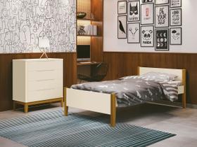 Cama Solteiro Simba Areia Fosco com Pés em Madeira - Reller