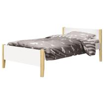 Cama Solteiro Simba Branco Acetinado Com Pés Natural - Reller Cama Solteiro Simba Branco Acetinado Com Pés Natural - Reller