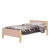 Cama Solteiro Simba Rosa Fosco com Pés Madeira Natural - Reller Móveis Cama Solteiro Simba Rosa Fosco com Pés Madeira Natural - Reller Móveis