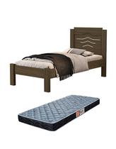 cama solteiro sofia para quarto reforçada mdf acompanha colchão com detalhe na cabeceira friso design moderno