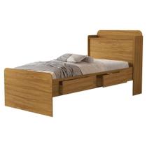 Cama Solteiro Tamires com Baú e 2 Gavetas em MDF Marrom Milani Movelaria