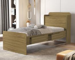 cama solteiro tamires com duas gavetas e prateleira e bau para quarto moderna cama solteiro tamires com duas gavetas e prateleira e bau para quarto moderna