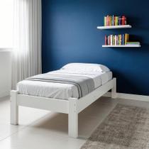 Cama Solteiro Turca com Colchão em Madeira Maciça Branco Repleta