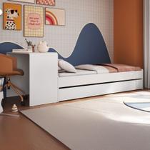 Cama Solterio Infanto Juvenil com Escrivaninha e Cama Auxiliar Branco - Completa Móveis Cama Solterio Infanto Juvenil com Escrivaninha e Cama Auxiliar Branco - Completa Móveis
