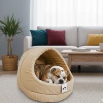 Cama Suede Iglu Luxo Caes Gato Lavavel Casinha Bege Oferta -