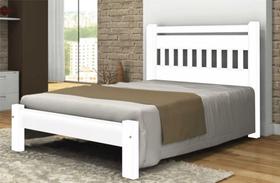 Cama Super King Size Antares de Madeira Maciça Angelim Pedra/Tauari - Cor Branco