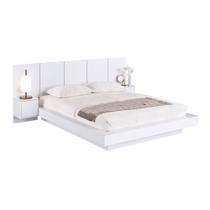 Cama Suspensa Casal Queen com Cabeceira e 2 Mesas de Cabeceira CJ075 200cm Branco - Art In Móveis Cama Suspensa Casal Queen com Cabeceira e 2 Mesas de Cabeceira CJ075 200cm Branco - Art In Móveis