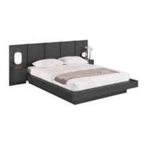 Cama Suspensa Casal Queen com Cabeceira e 2 Mesas de Cabeceira CJ075 200cm Grafite - Art In Móveis