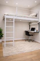 Cama Suspensa de Solteiro M1 Branca Com Luzes de Leds