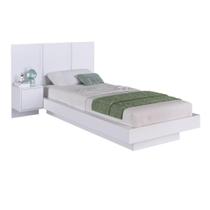Cama Suspensa Solteiro com Cabeceira e Mesa de Cabeceira 78/88x188cm CJ074 Branco - Art In Móveis Cama Suspensa Solteiro com Cabeceira e Mesa de Cabeceira 78/88x188cm CJ074 Branco - Art In Móveis