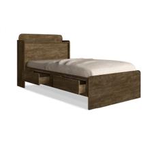 Cama Tamires Baú 2 Gavetas Solteiro Castanho VJ Móveis Cama Tamires Baú 2 Gavetas Solteiro Castanho VJ Móveis