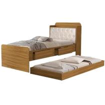 Cama Tamires Solteiro com Cama Auxiliar 2 Gavetas e Baú Cambel Cor Nature