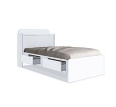 Cama Tamiris Solteiro Com Baú Captone Bege - Branco