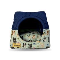 Cama Toca Iglu 2 Em 1 Para Cachorro Impermeável Luppet Azul Cachorrinho