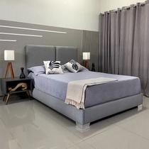 Cama Tradicional Estofada Módena Linho Cinza RBL Casal 1,40 X 1,90 Cama Tradicional Estofada Módena Linho Cinza RBL Casal 1,40 X 1,90