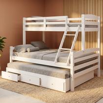 Cama Treliche Casal Casal Madeira Maciça 3 Gavetas Cor:Branco Cama Treliche Casal Casal Madeira Maciça 3 Gavetas Cor:Branco