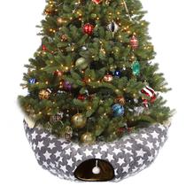 Cama Túnel para Gatos LUCKITTY Grande Bajo el Árbol de Navidad Gris