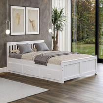 Cama Viúva 06 Gavetas Madeira Maciça Branco Cama Viúva 06 Gavetas Madeira Maciça Branco