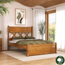 Cama X Queen Madeira Maciça Marrom/Mogno/Mel