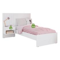 Cama Zara Solteiro com Mesa de Cabeceira Branco Robel Móveis