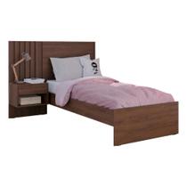 Cama Zara Solteiro com Mesa de Cabeceira Jacaranda Robel Móveis