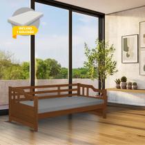 Cama Zurique com Colchão Mona Solteiro Estrutura Robusta em Madeira Maciça Castanho