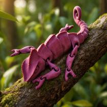Camaleão Articulado Rango Calango Leo Brinquedo Flexível Fidget Decorativo -