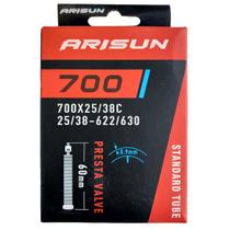 Câmara de ar 700 x 25/38 bike Arisun bico fino presta 60 mm