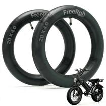 Câmara de ar FreeRoll 20x4.0 para bicicleta fat bike, kit com 2 unidades, borracha butílica Câmara de ar FreeRoll 20x4.0 para bicicleta fat bike, kit com 2 unidades, borracha butílica