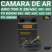 Camara de Ar para Bicicleta Aro 700 X 28 a 45C FV 48mm e 60mm Pirelli Camara de Ar para Bicicleta Aro 700 X 28 a 45C FV 48mm e 60mm Pirelli
