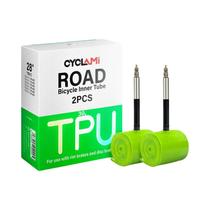 Câmara De Ar Ultraleve Verde Em TPU 700C Presta FV Para Bicicletas De Estrada 18 23 25 28 30 32C Câmara De Ar Ultraleve Verde Em TPU 700C Presta FV Para Bicicletas De Estrada 18 23 25 28 30 32C