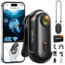 Cámara Deportiva 4K WiFi Tamaño Pulgar con 64GB Resistente al Agua