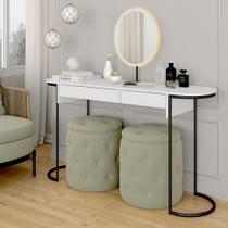 Camarim Industrial Aysha 2 Gav. Espelho Com Led Bco/pto Fosco - M.a