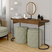 Camarim Industrial Aysha 2 Gav. Espelho Com Led Freijó/pto Fosco - M.a