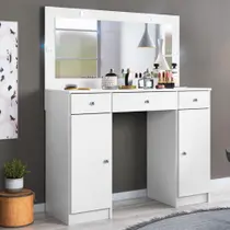 Camarim Penteadeira 3 Gavetas 2 Porta com LED Carisma - Branco