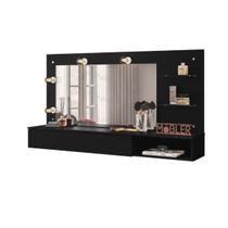 Camarim Suspenso Ludmilla 4 Pontos de Luz 1 Gaveta-Preto Fosco - EdeCasaMoveis