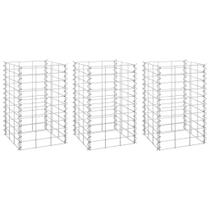 Camas Elevadas de Gaviones vidaXL Hierro Plata 30x30x50 cm - 3 unidades