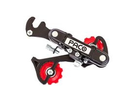 Câmbio Traseiro 6/7V Preto Gancheira E 2 Roldanas Vermelhas