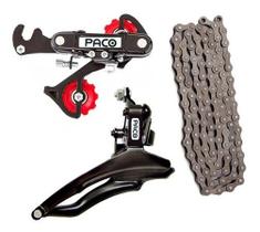 Câmbio Traseiro + Dianteiro Yamada 6v E 7v Preto + Corrente