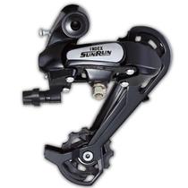 Cambio Traseiro Sunrun 7v Index Preto Cage Longo Bike Mtb
