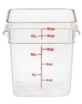 Cambro Camwear Polycarbonate Square Recipiente de armazenamento de alimentos, 18 litros, transparente