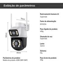 Camera A28 Prova Dagua Lente Dupla App Icsee cor branco e preto Estary Shop