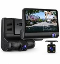 Camera Automotiva_KNUP KPS132 3 Câmeras Tela LCD 4 Full HD 1080p Visão Noturna Sensor G Loop Câmera de Ré Monitor Estacionamento