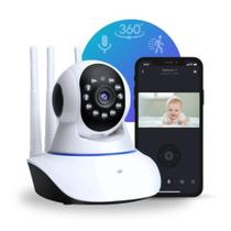 Câmera Babá Eletrônica 1080p Full HD Wifi 360 Ip Visão Noturna Microfone Áudio Segurança - Afc