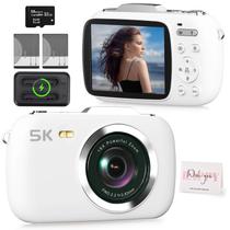 Câmera Camcordy 5K UHD 80MP com zoom 18X para vlogging - branca